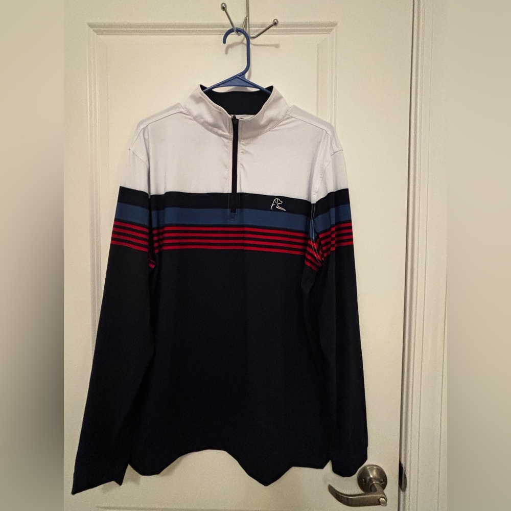 White, Red and Navy Rhoback Quarter Zip